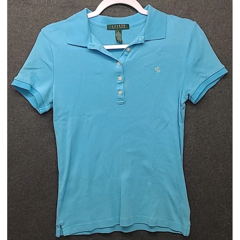 Lauren Ralph Lauren Womens Polo Shirt Small Aqua Blue‎ READ